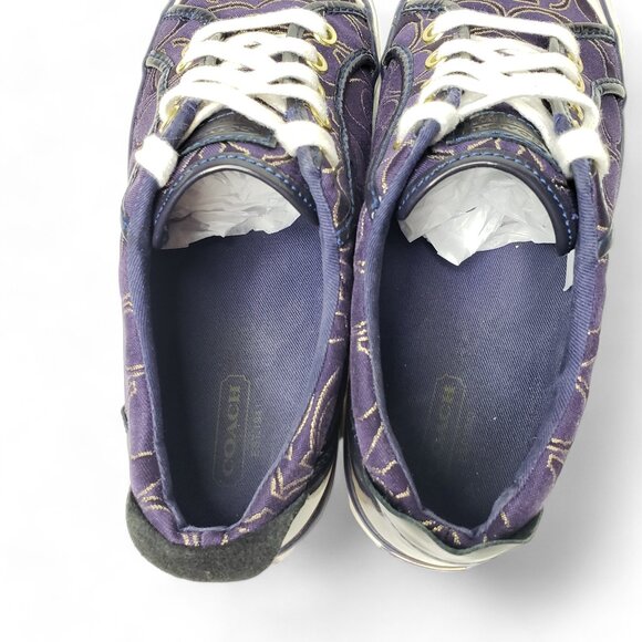 Coach Barrett Sneaker Women's Purple with Metallic Signature Logo Cap Toes 8B - Picture 5 of 8